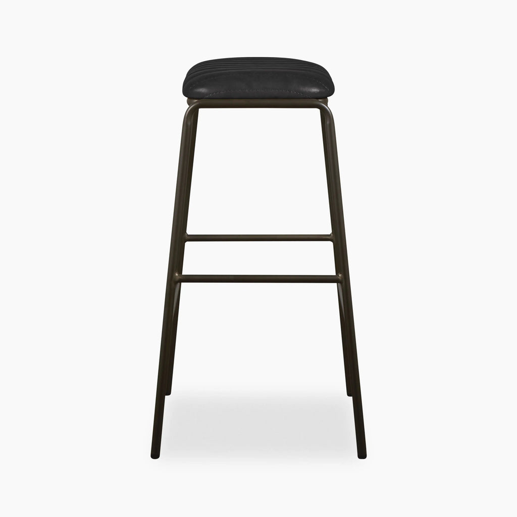 Boston Bar Stool | Vintage Black Faux Leather & Black