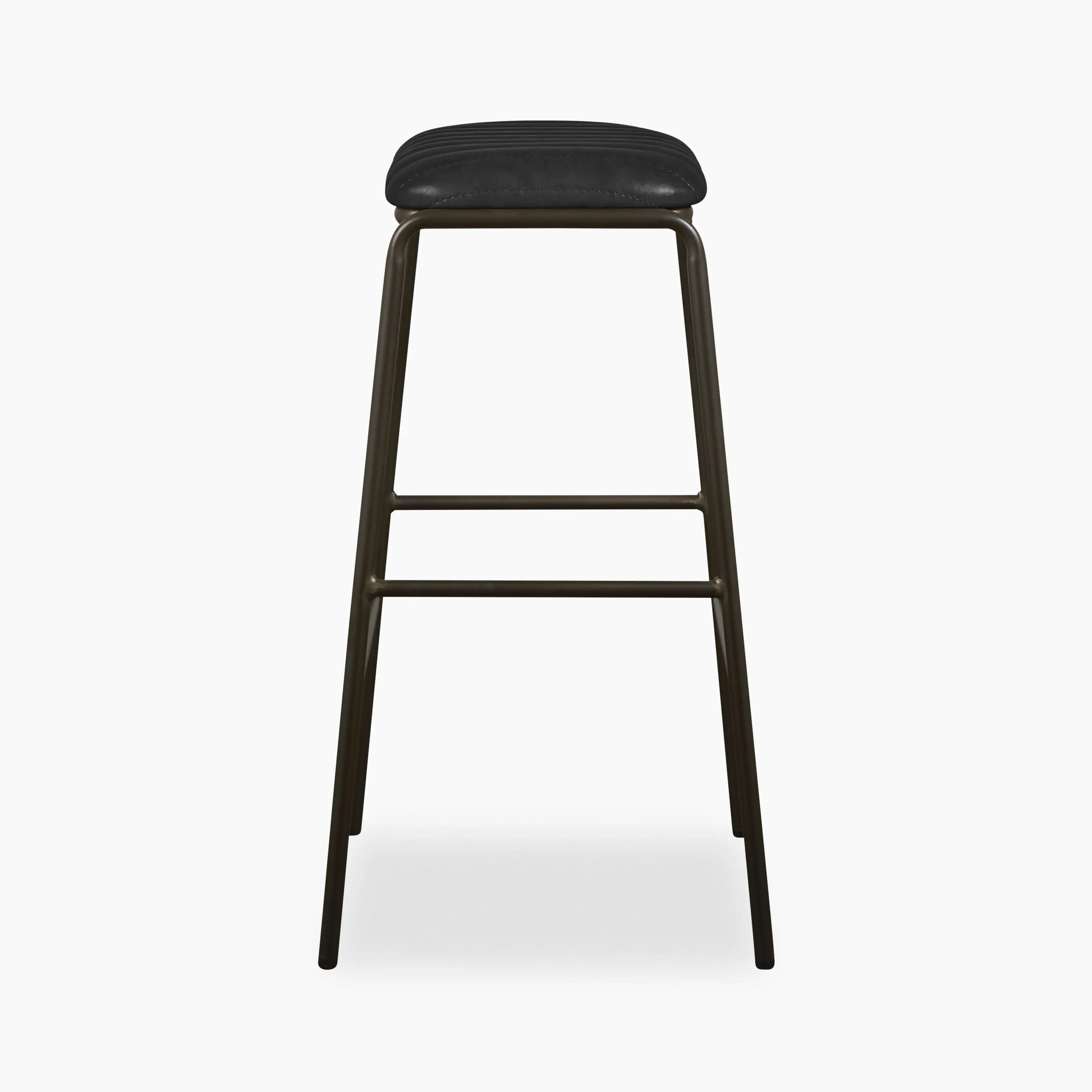Boston Bar Stool | Vintage Black Faux Leather & Black