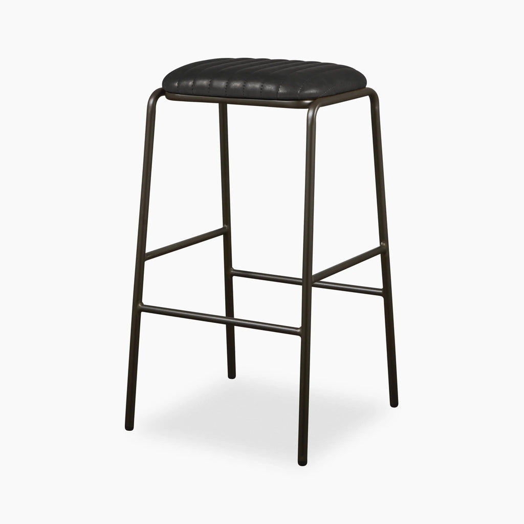 Boston Bar Stool | Vintage Black Faux Leather & Black