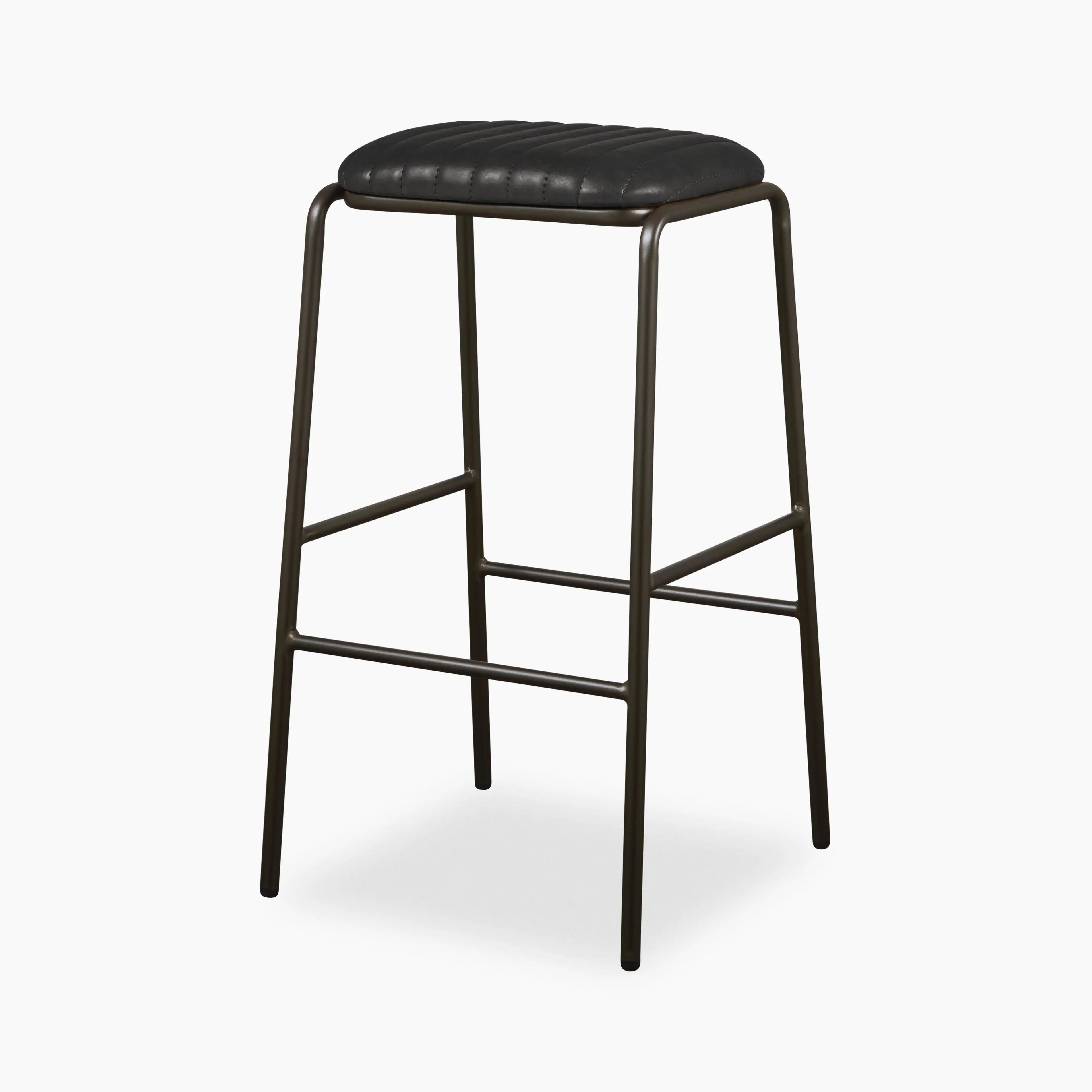 Boston Bar Stool | Vintage Black Faux Leather & Black