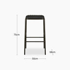 Boston Bar Stool | Vintage Black Faux Leather & Black