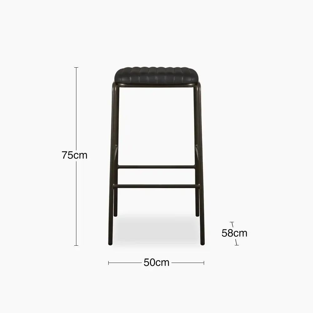 Boston Bar Stool | Vintage Black Faux Leather & Black
