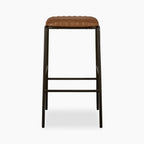 Boston Bar Stool | Vintage Tan Faux Leather & Gunmetal
