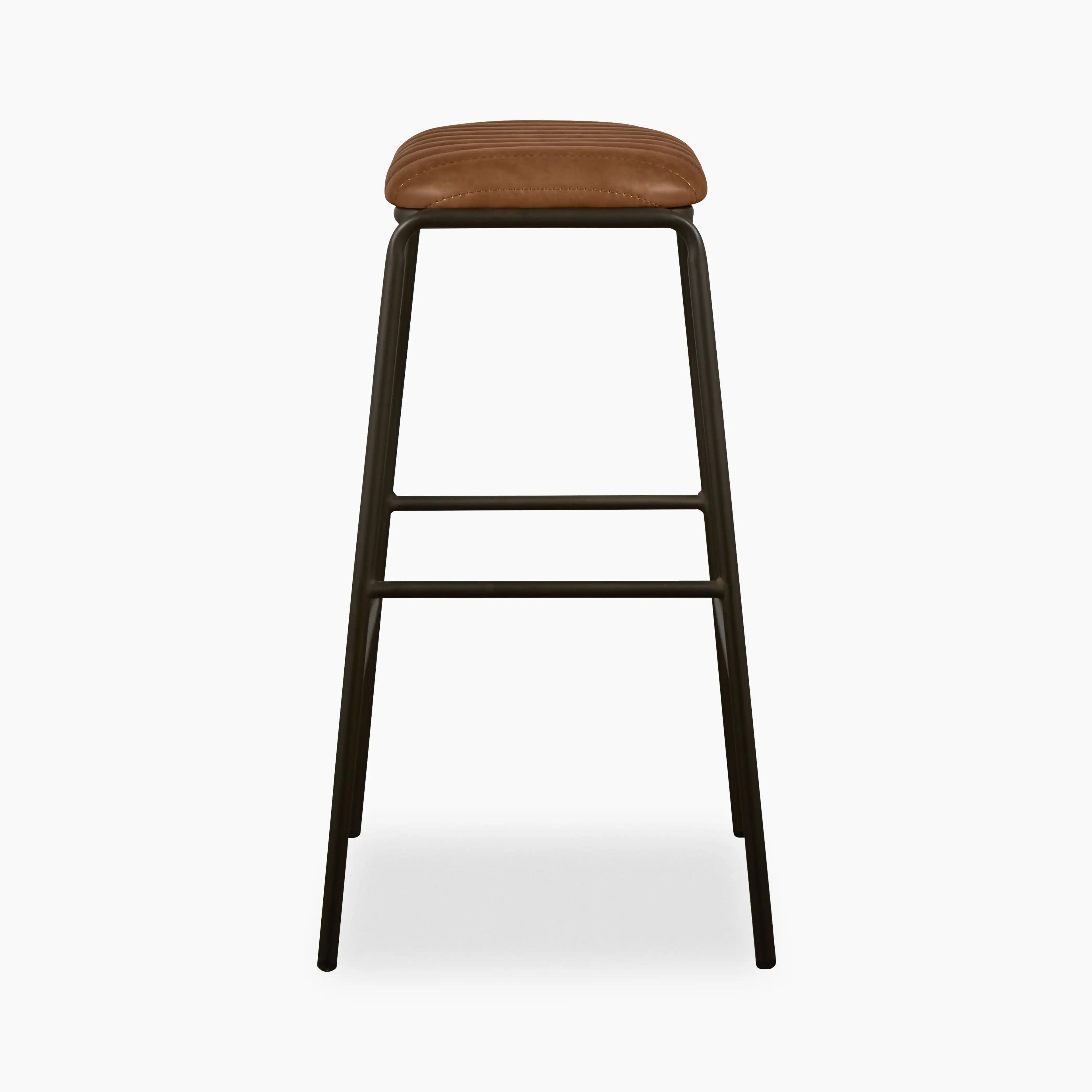 Boston Bar Stool | Vintage Tan Faux Leather & Gunmetal