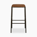 Boston Bar Stool | Vintage Tan Faux Leather & Gunmetal