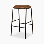 Boston Bar Stool | Vintage Tan Faux Leather & Gunmetal