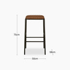 Boston Bar Stool | Vintage Tan Faux Leather & Gunmetal