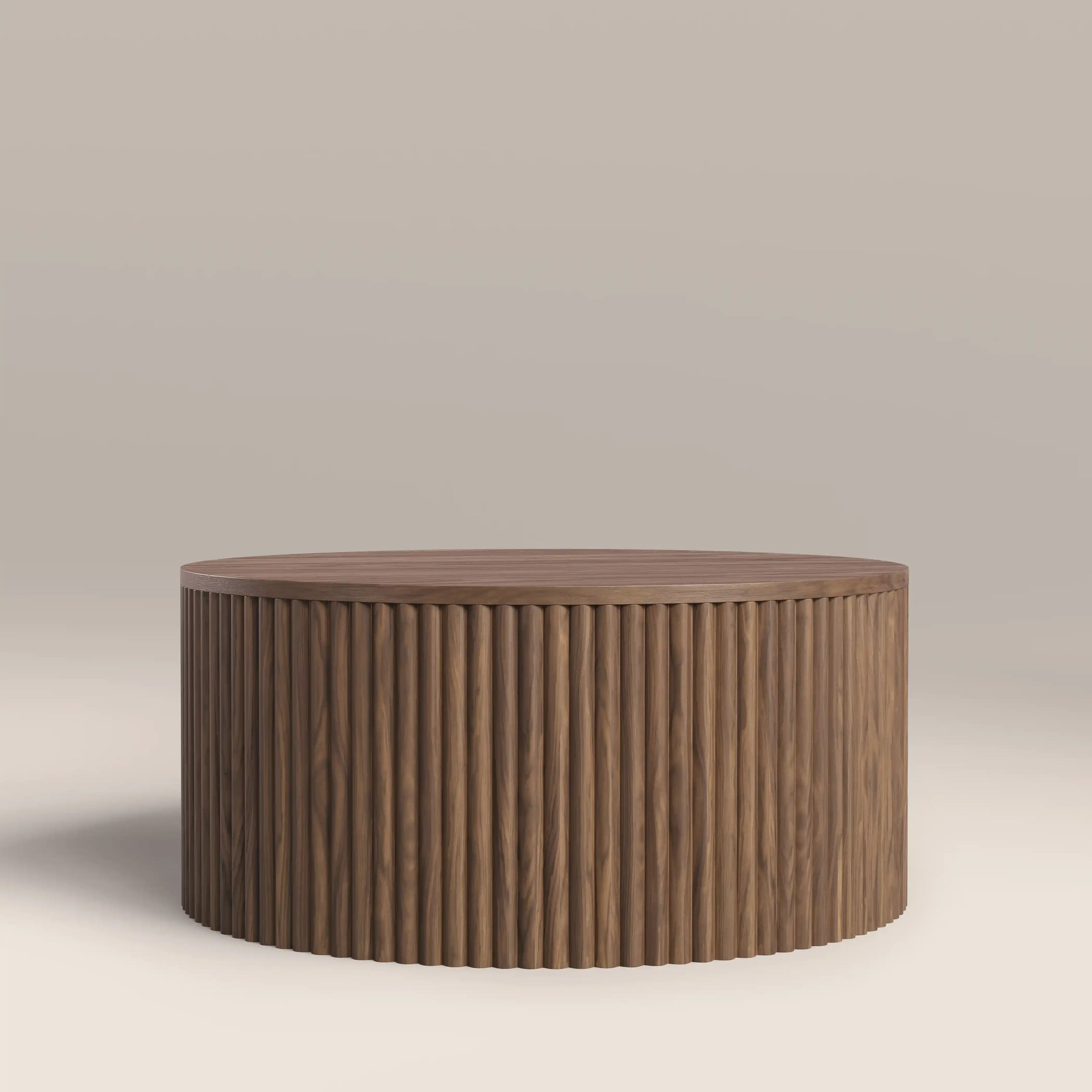 Brey Round Wooden Storage Coffee Table | Walnut