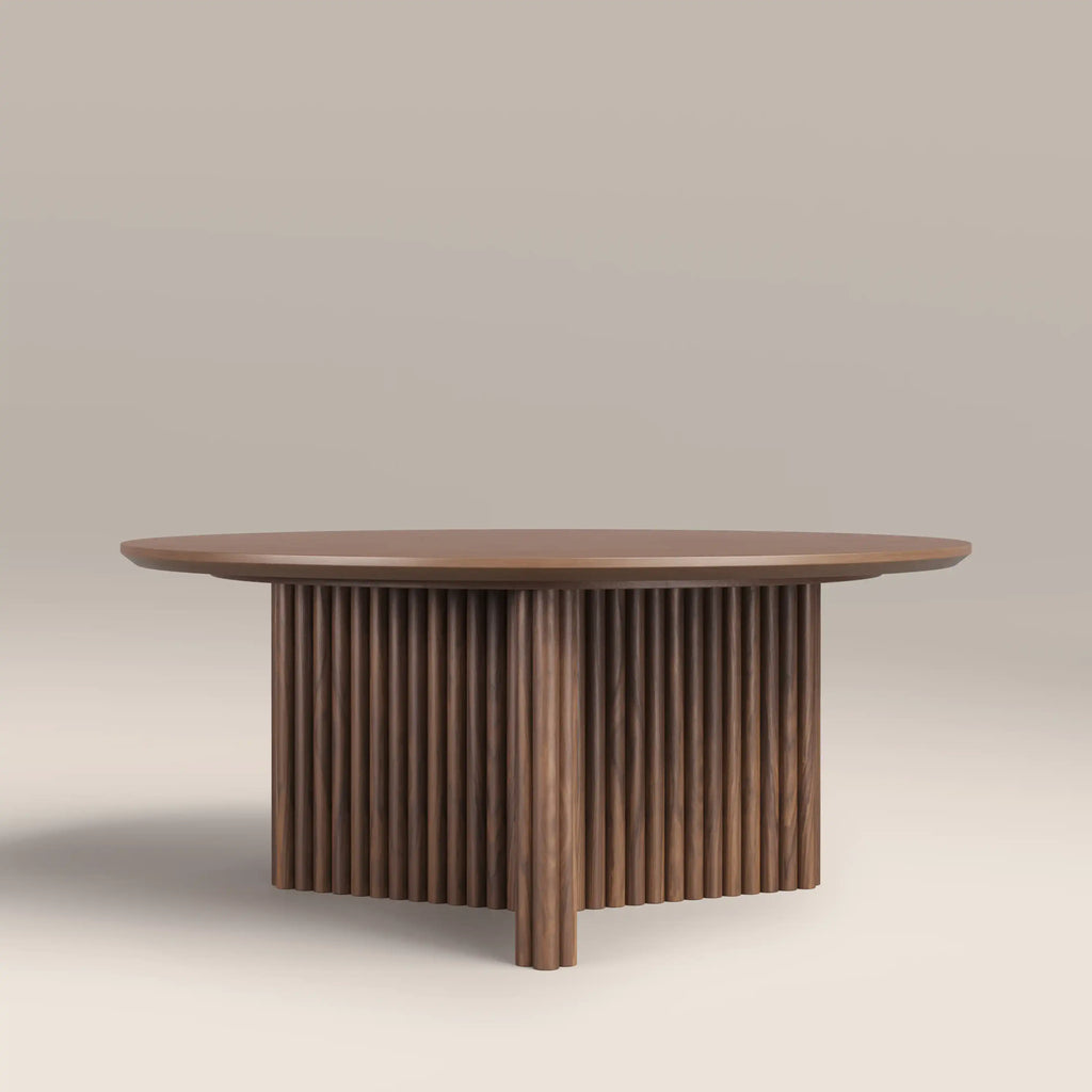 Caleb Round Wooden Coffee Table | Walnut
