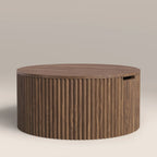 Brey Round Wooden Storage Coffee Table | Walnut