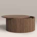 Brey Round Wooden Storage Coffee Table | Walnut