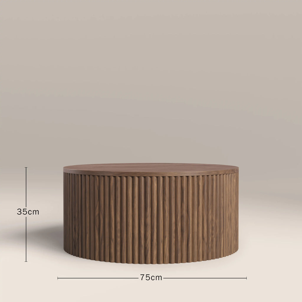 Brey Round Wooden Storage Coffee Table | Walnut