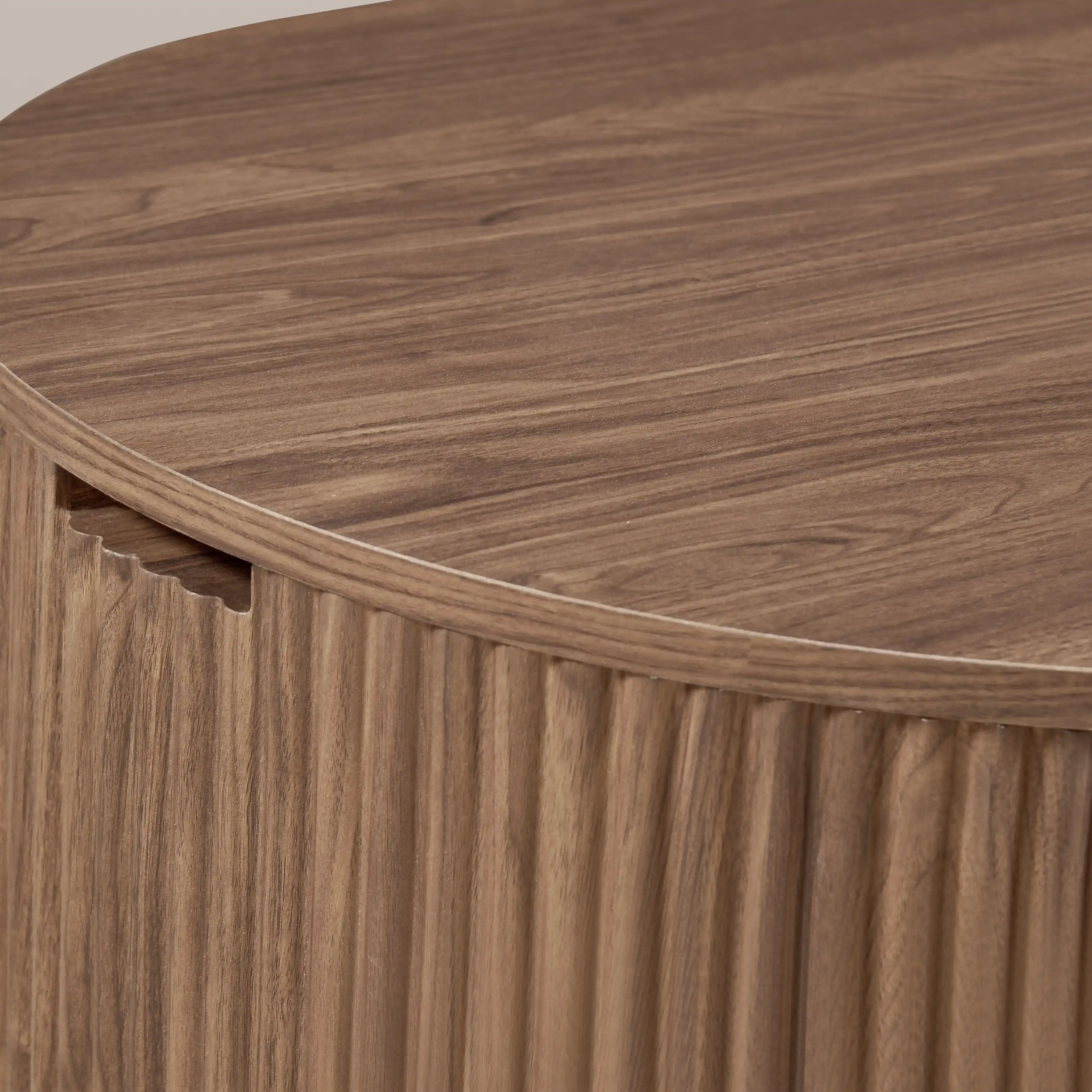 Brey Round Wooden Storage Coffee Table | Walnut