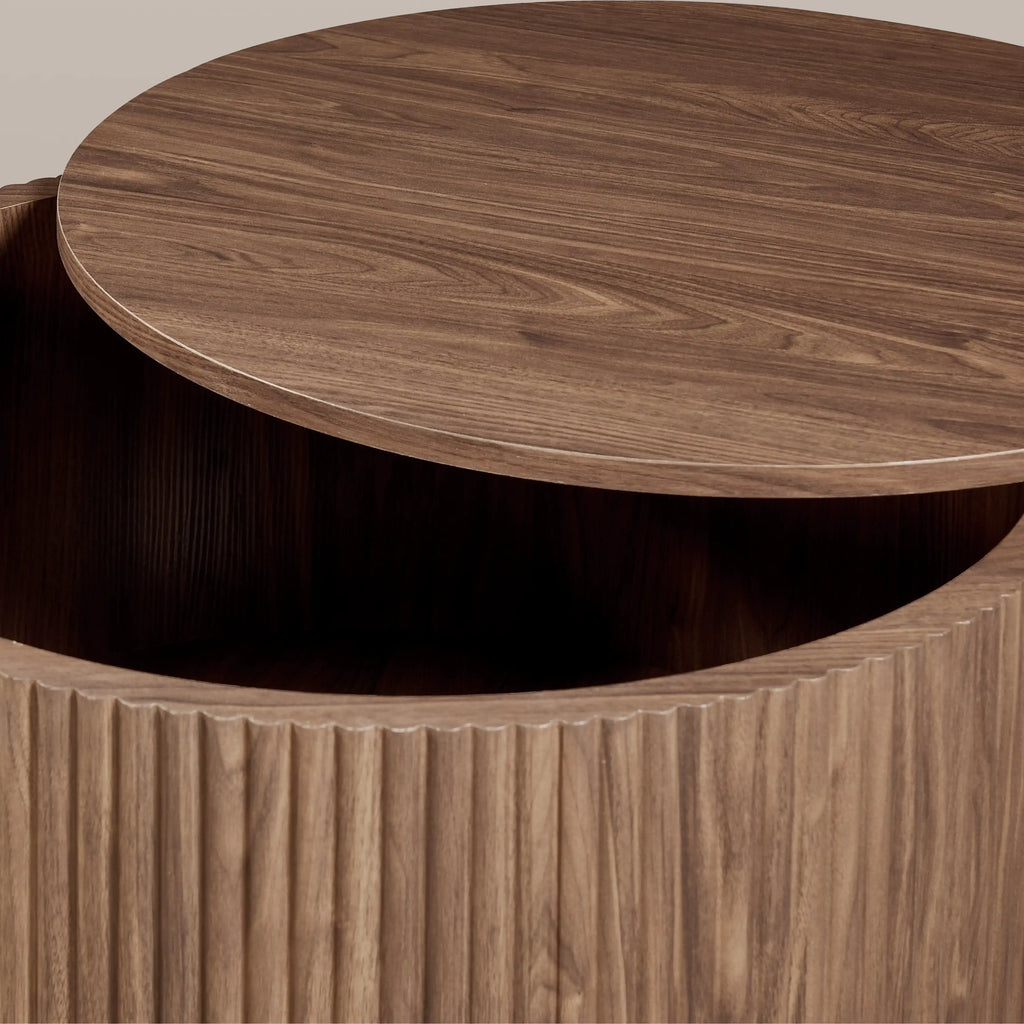 Brey Round Wooden Storage Coffee Table | Walnut