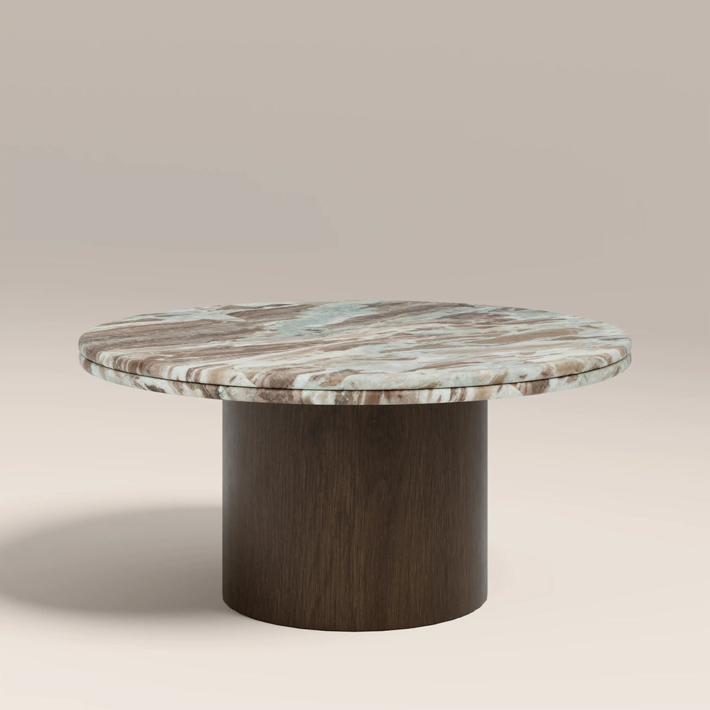 Bond Round Coffee Table | French Riviera Marble & Walnut