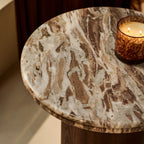 Bond Round Side Table | French Riviera Marble & Walnut
