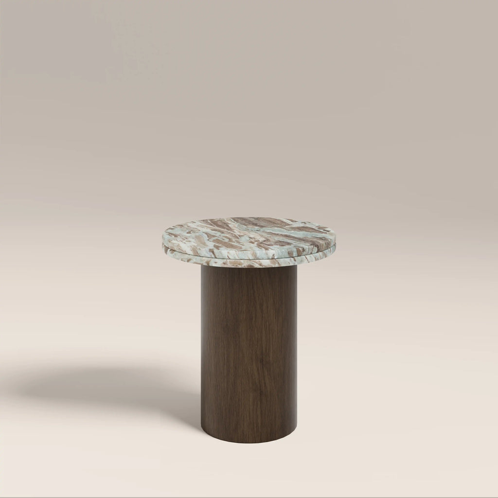 Bond Round Side Table | French Riviera Marble & Walnut