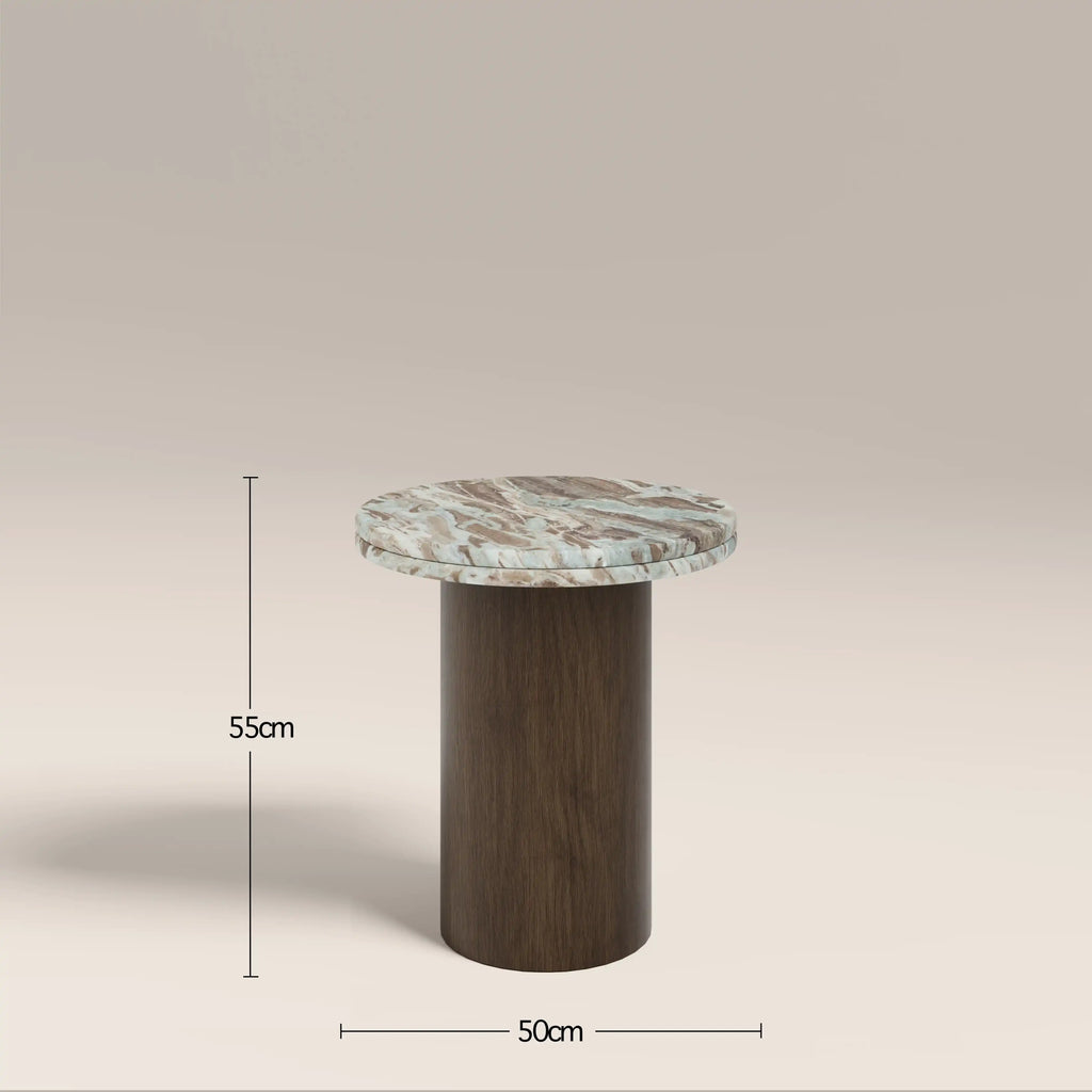 Bond Round Side Table | French Riviera Marble & Walnut