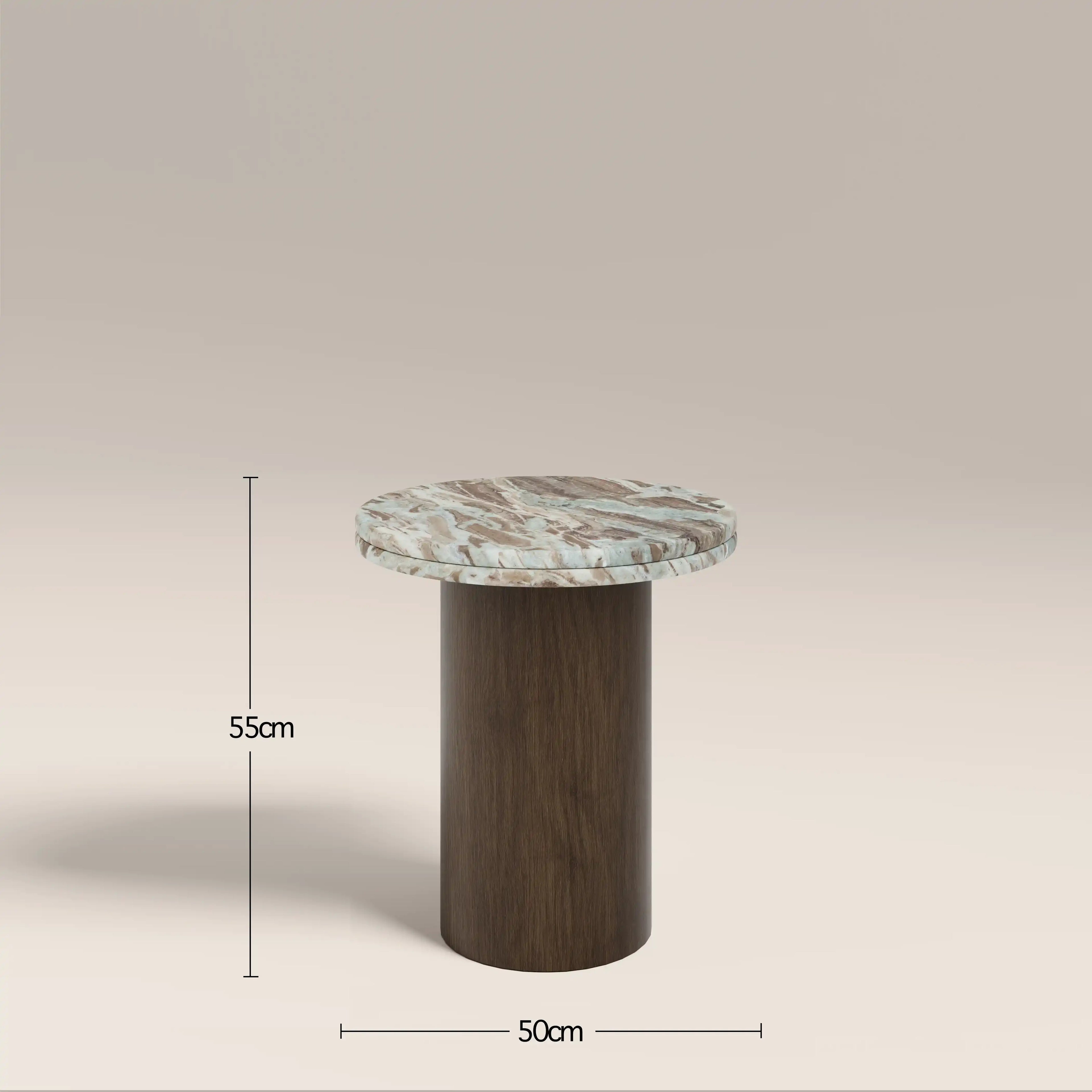Bond Round Side Table | French Riviera Marble & Walnut