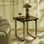 Gio Square Side Table | Burgundy Rosso Levanto Marble & Chrome