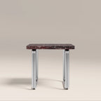 Gio Square Side Table | Burgundy Rosso Levanto Marble & Chrome