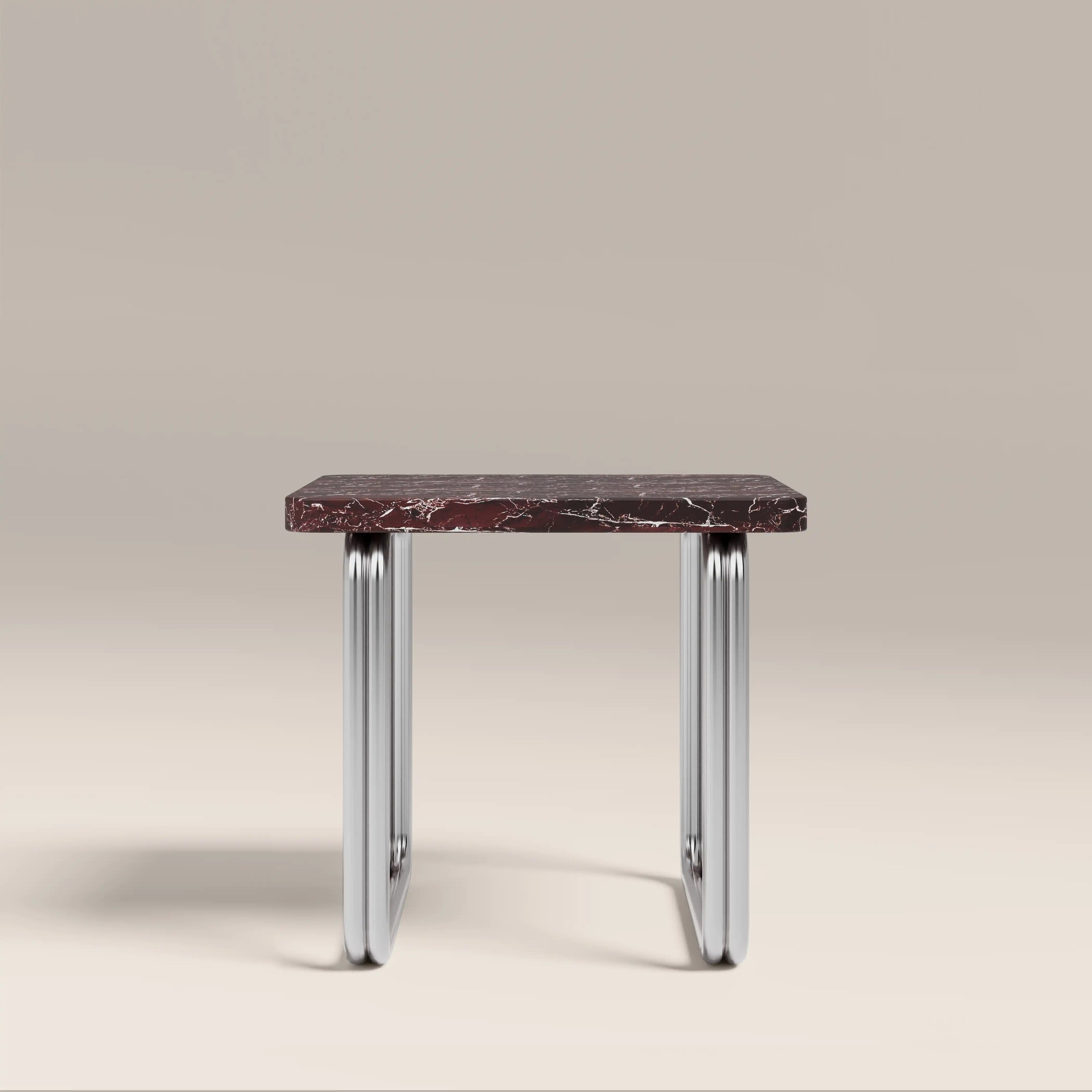 Gio Square Side Table | Burgundy Rosso Levanto Marble & Chrome
