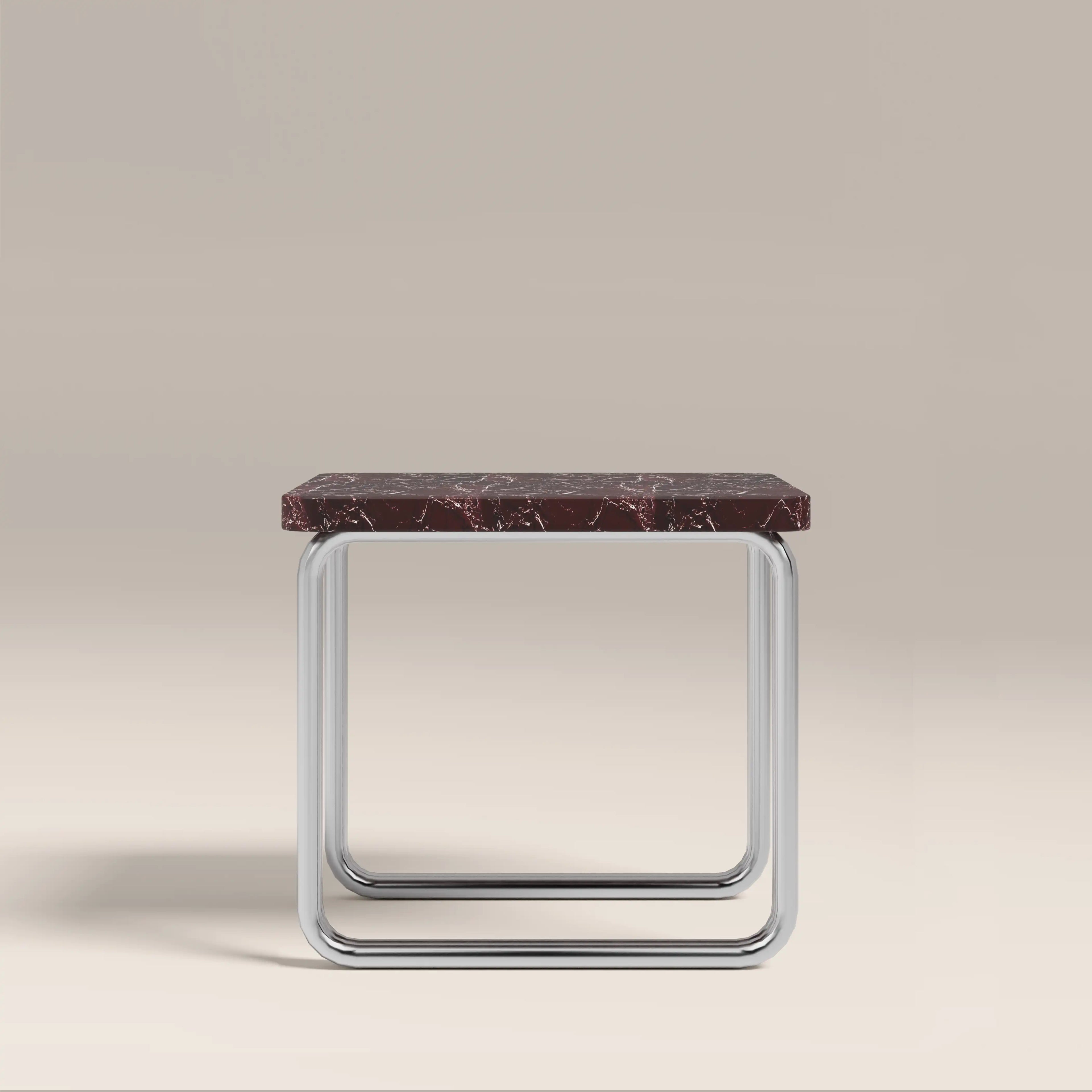 Gio Square Side Table | Burgundy Rosso Levanto Marble & Chrome
