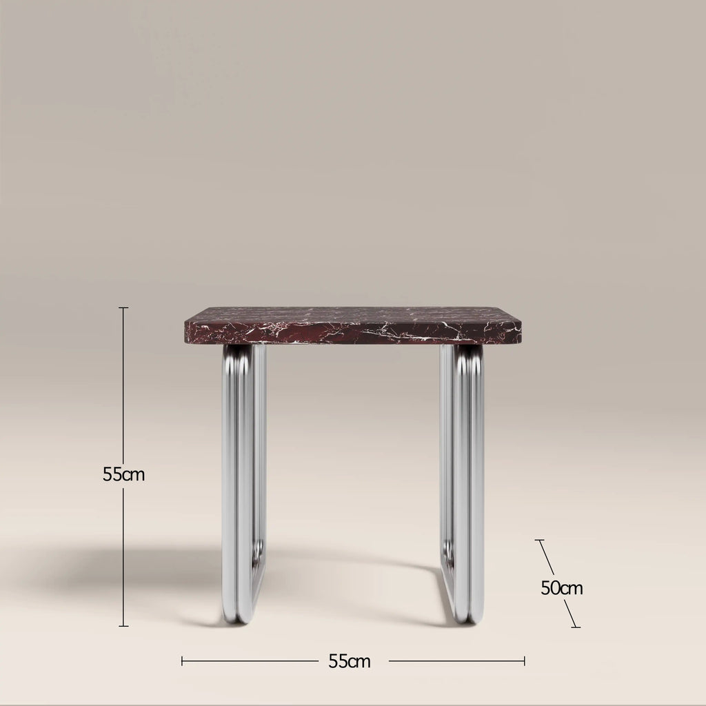 Gio Square Side Table | Burgundy Rosso Levanto Marble & Chrome