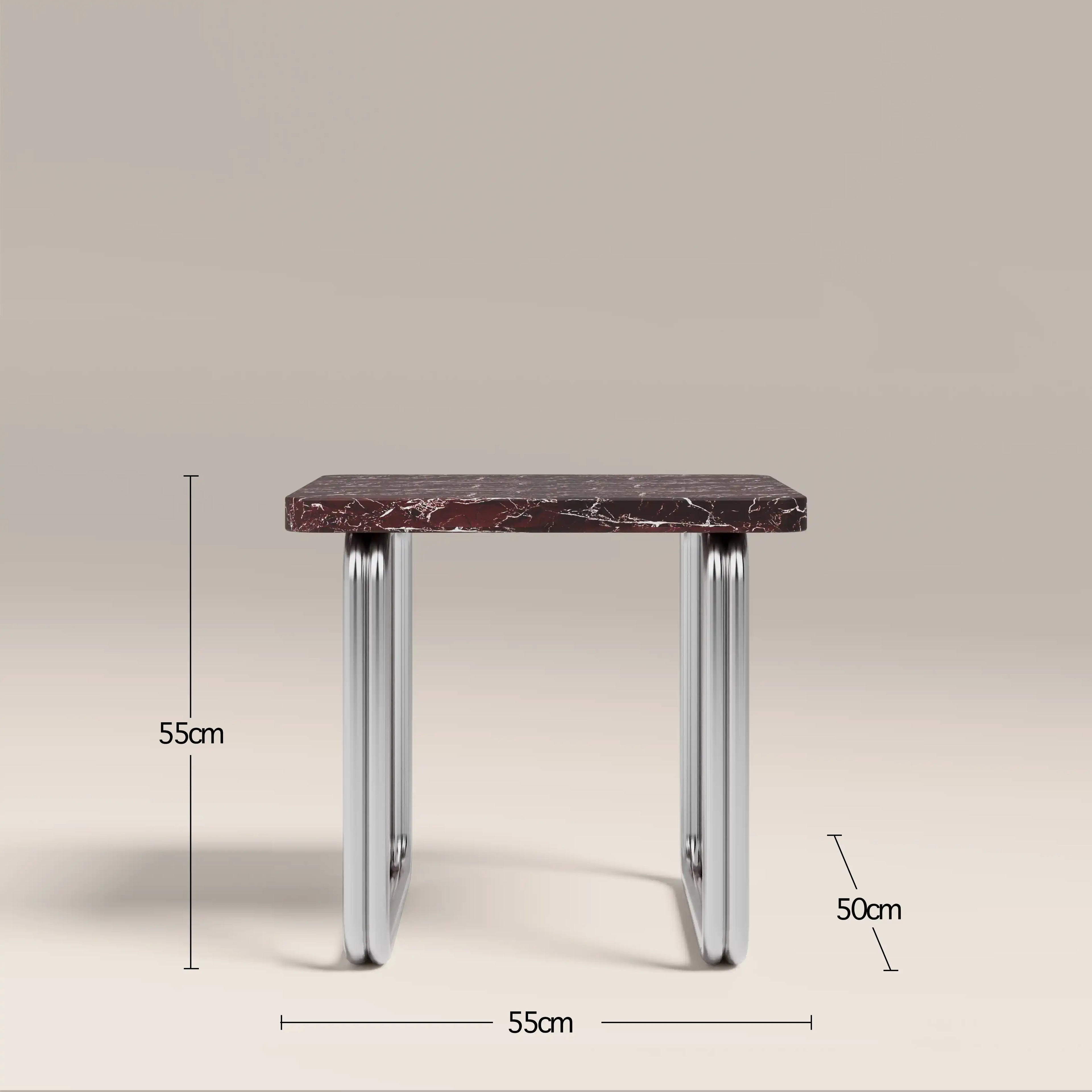 Gio Square Side Table | Burgundy Rosso Levanto Marble & Chrome