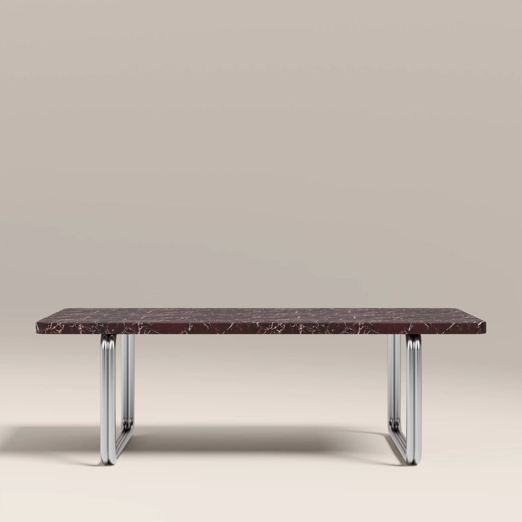 Gio Rectangle Coffee Table | Burgundy Rosso Levanto Marble & Chrome