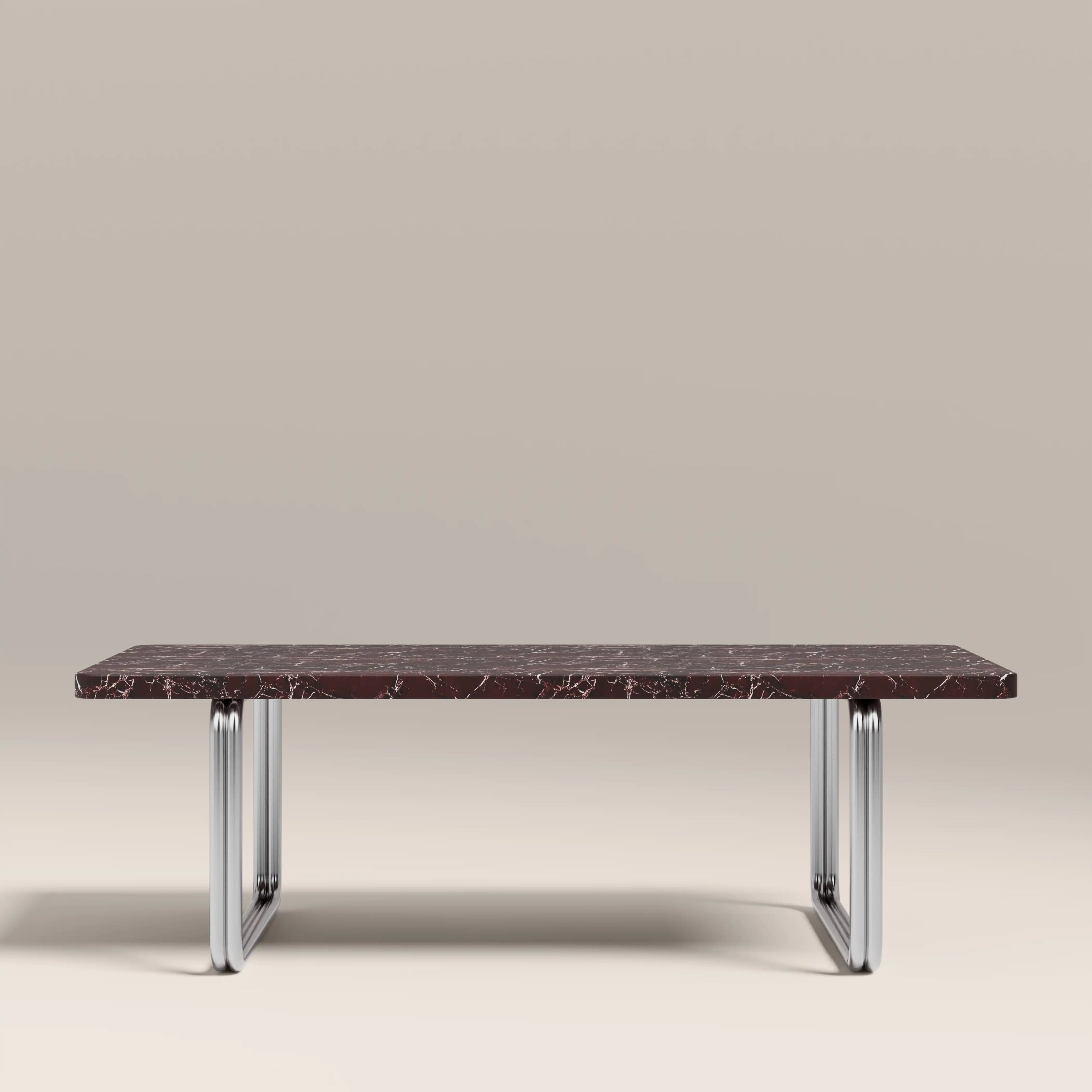 Gio Rectangle Coffee Table | Burgundy Rosso Levanto Marble & Chrome