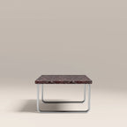 Gio Rectangle Coffee Table | Burgundy Rosso Levanto Marble & Chrome