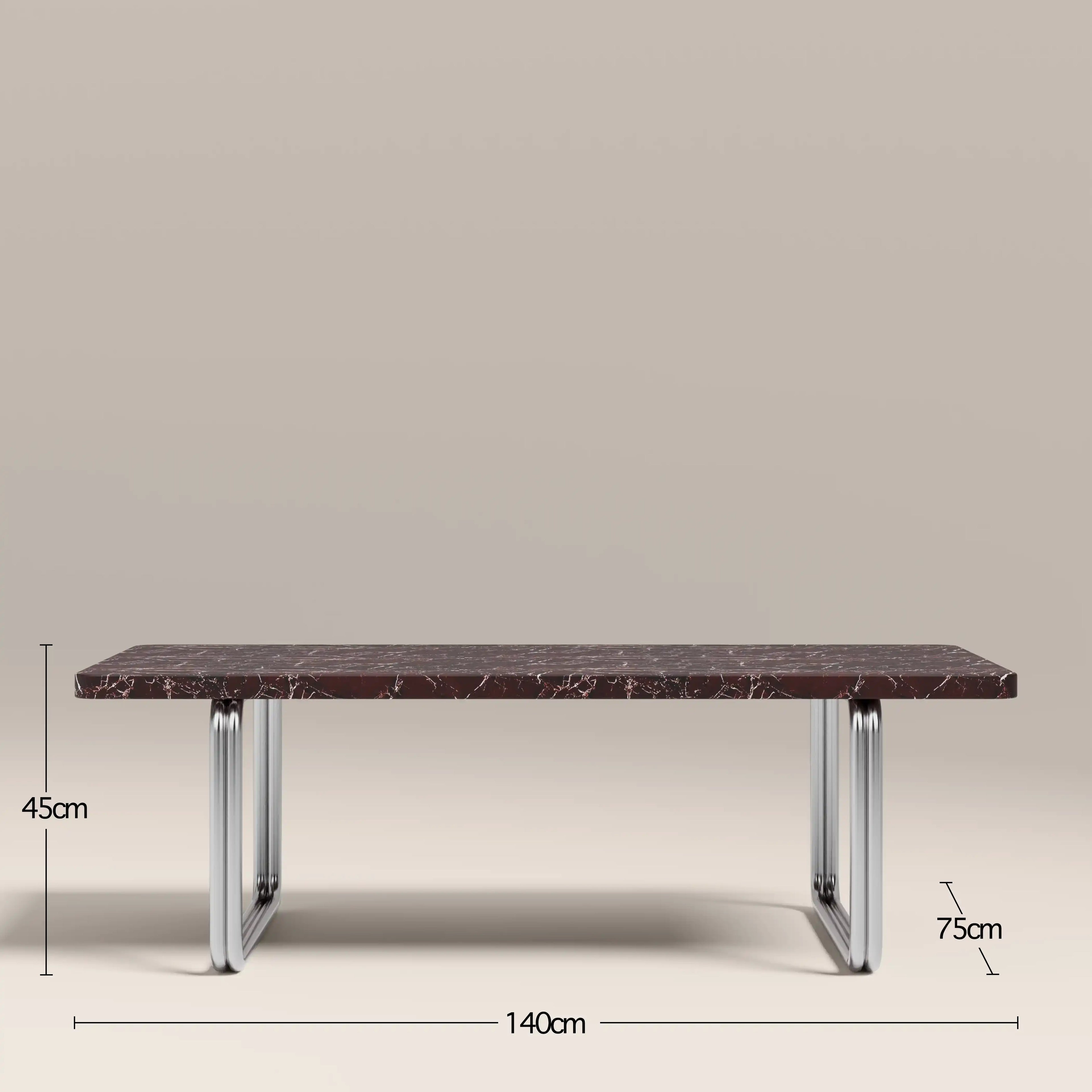 Gio Rectangle Coffee Table | Burgundy Rosso Levanto Marble & Chrome