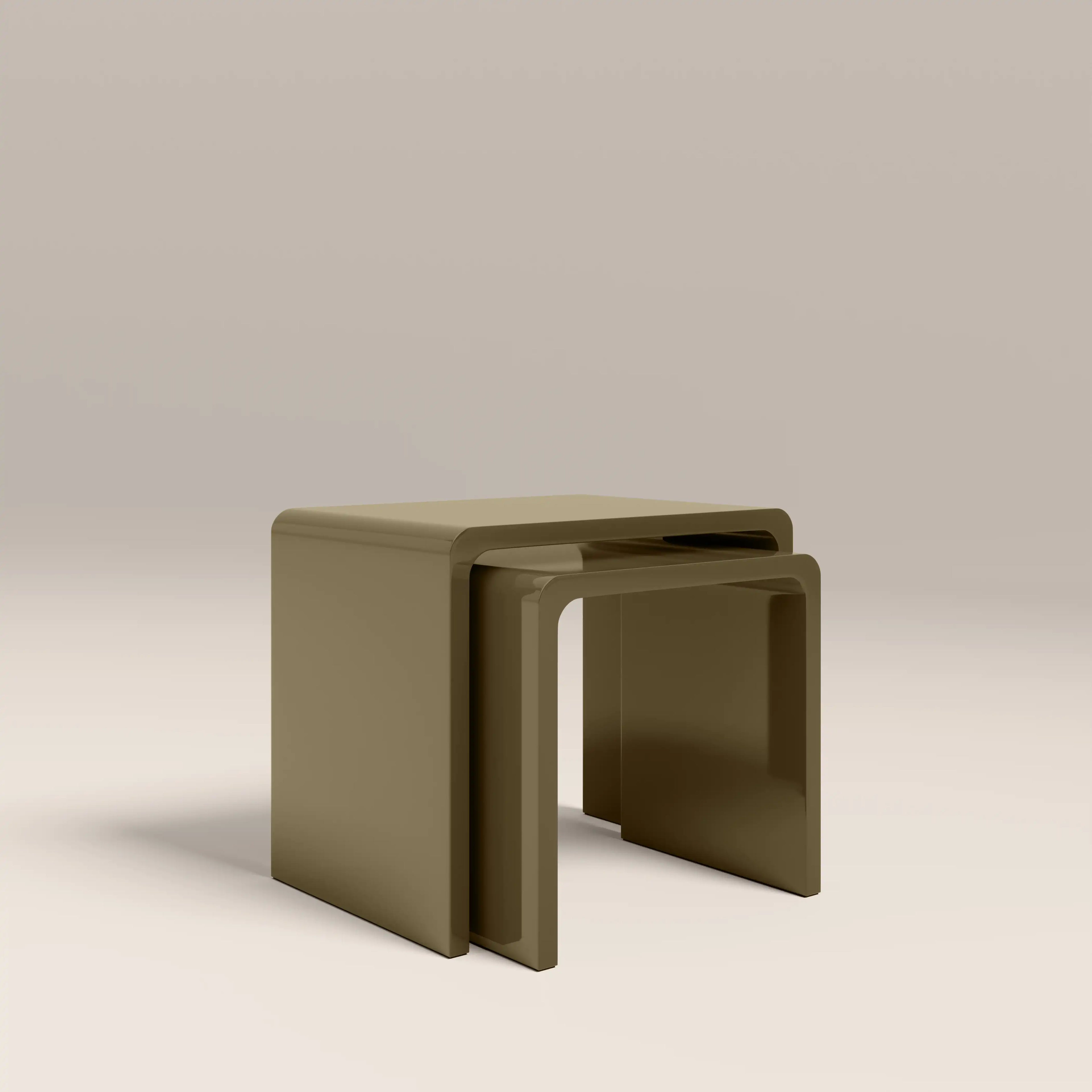 Barney Set of 2 Rectangle Nesting Side Tables | High Gloss Olive Green