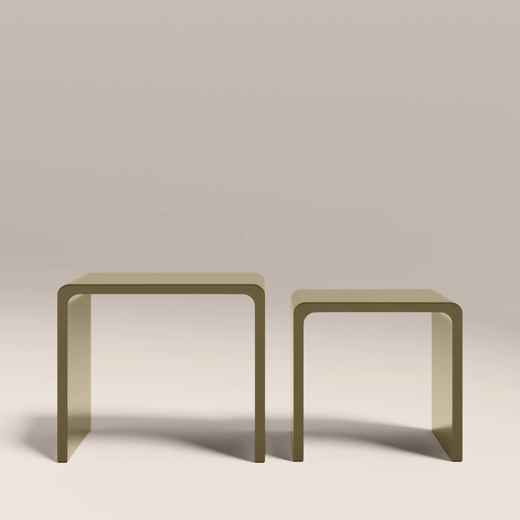 Barney Set of 2 Rectangle Nesting Side Tables | High Gloss Olive Green