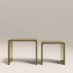 Barney Set of 2 Rectangle Nesting Side Tables | High Gloss Olive Green