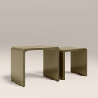 Barney Set of 2 Rectangle Nesting Side Tables | High Gloss Olive Green