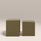 Barney Set of 2 Rectangle Nesting Side Tables | High Gloss Olive Green
