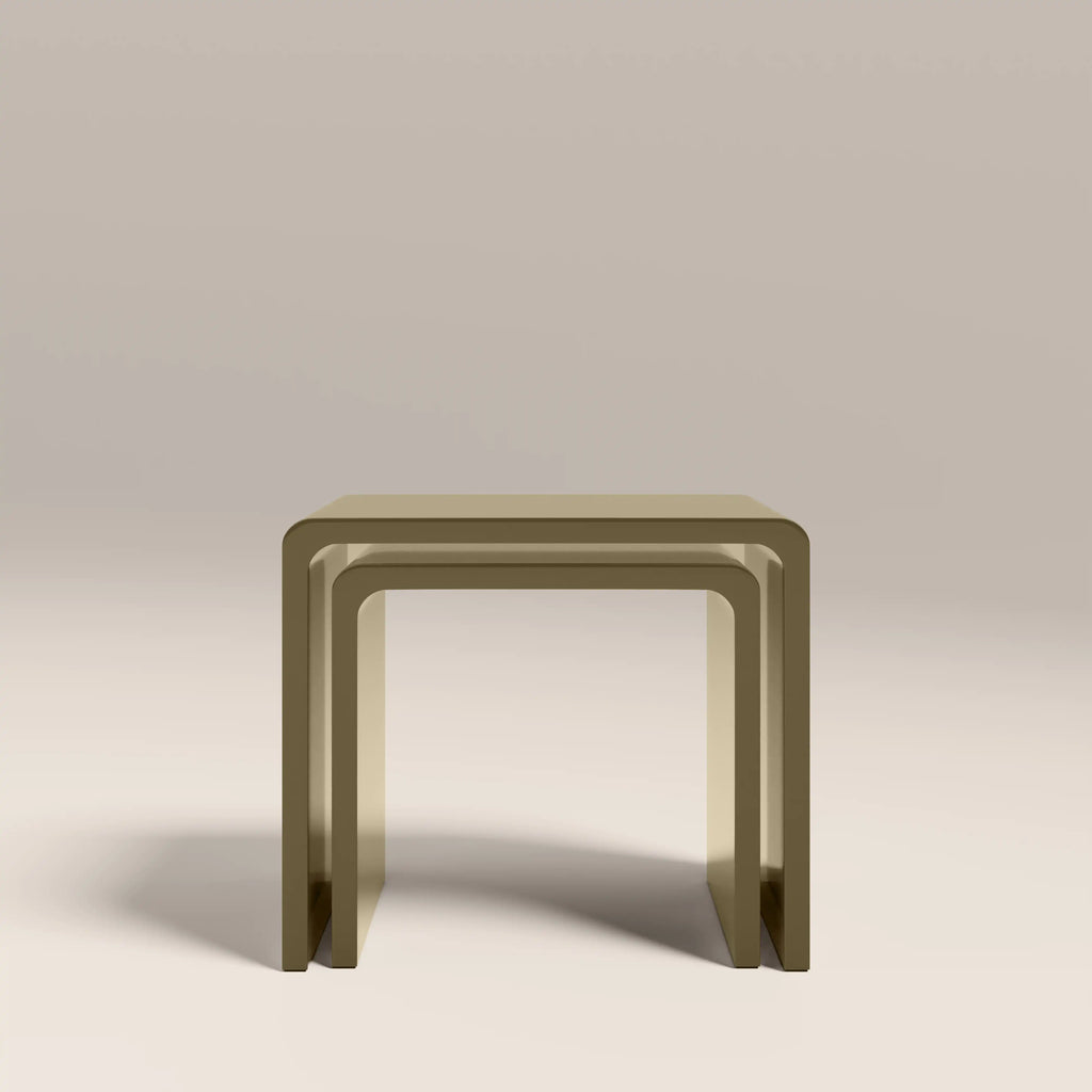 Barney Set of 2 Rectangle Nesting Side Tables | High Gloss Olive Green
