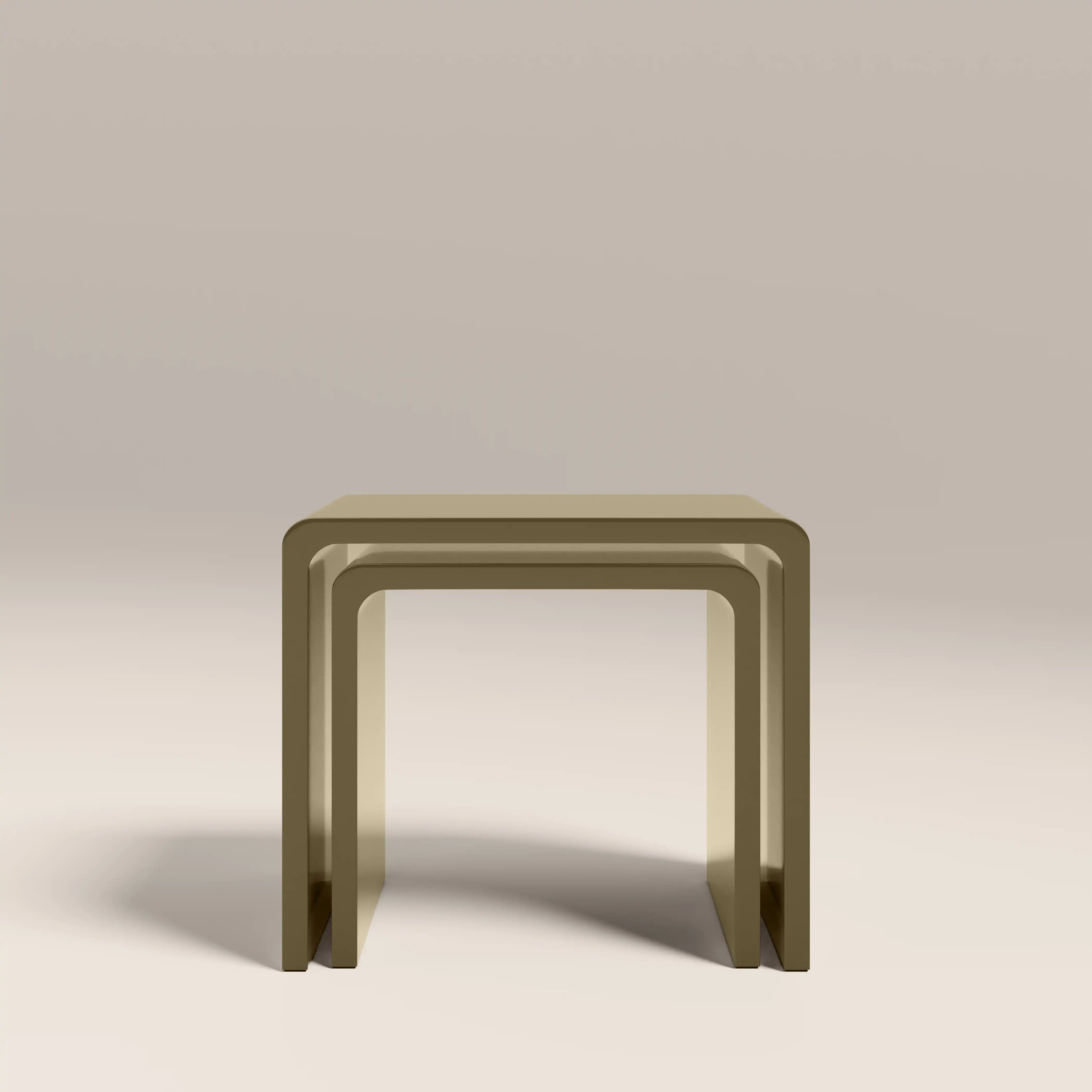 Barney Set of 2 Rectangle Nesting Side Tables | High Gloss Olive Green