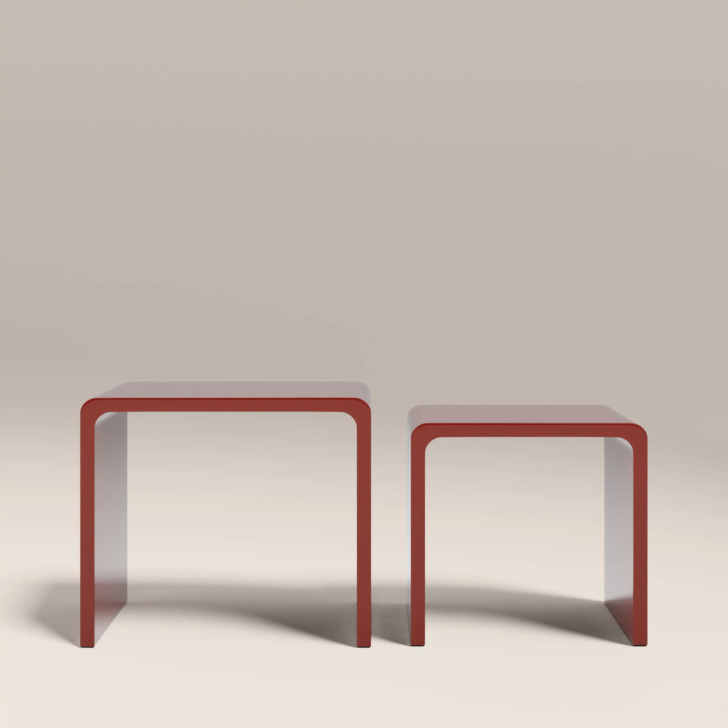Barney Set of 2 Rectangle Nesting Side Tables | High Gloss Burgundy