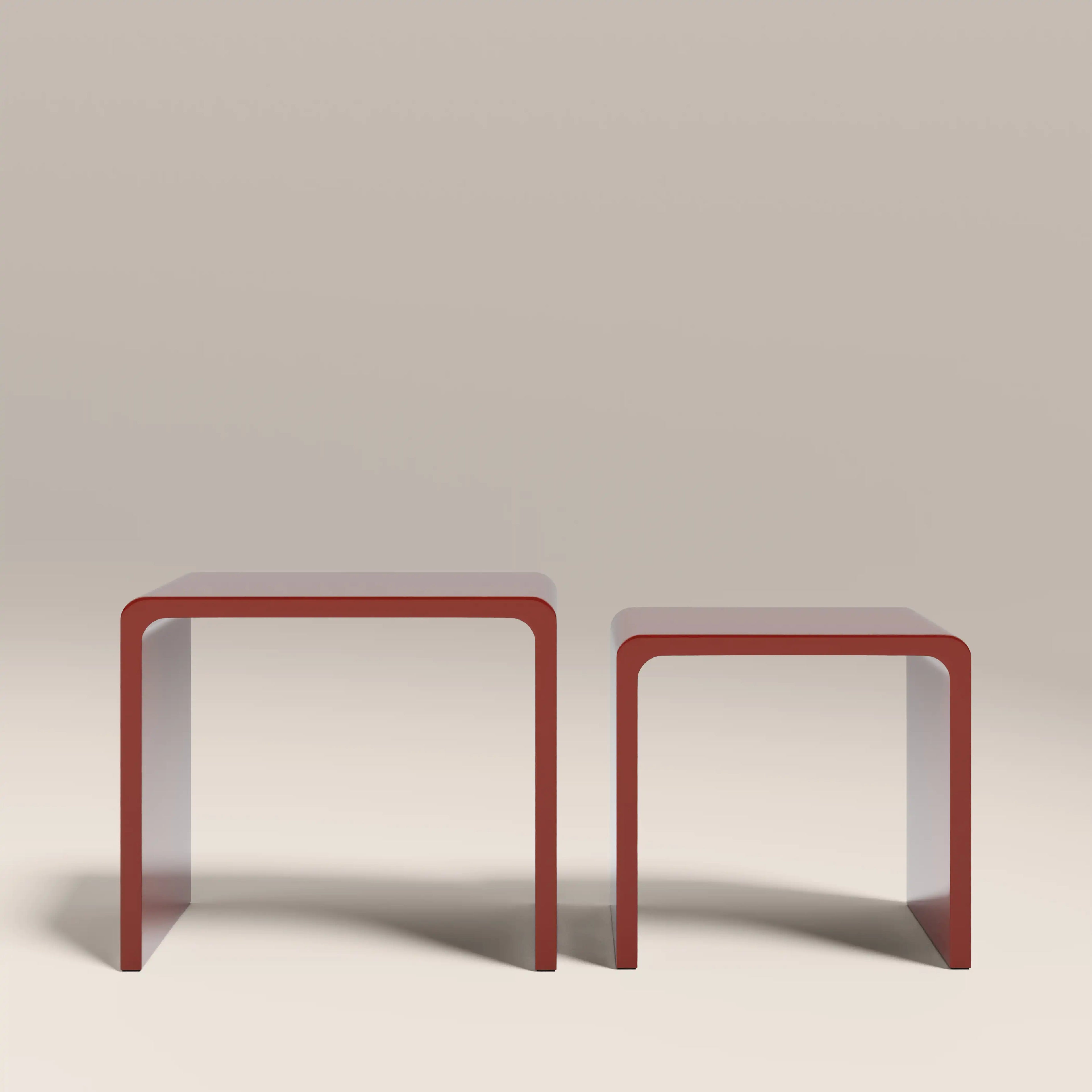 Barney Set of 2 Rectangle Nesting Side Tables | High Gloss Burgundy