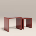 Barney Set of 2 Rectangle Nesting Side Tables | High Gloss Burgundy
