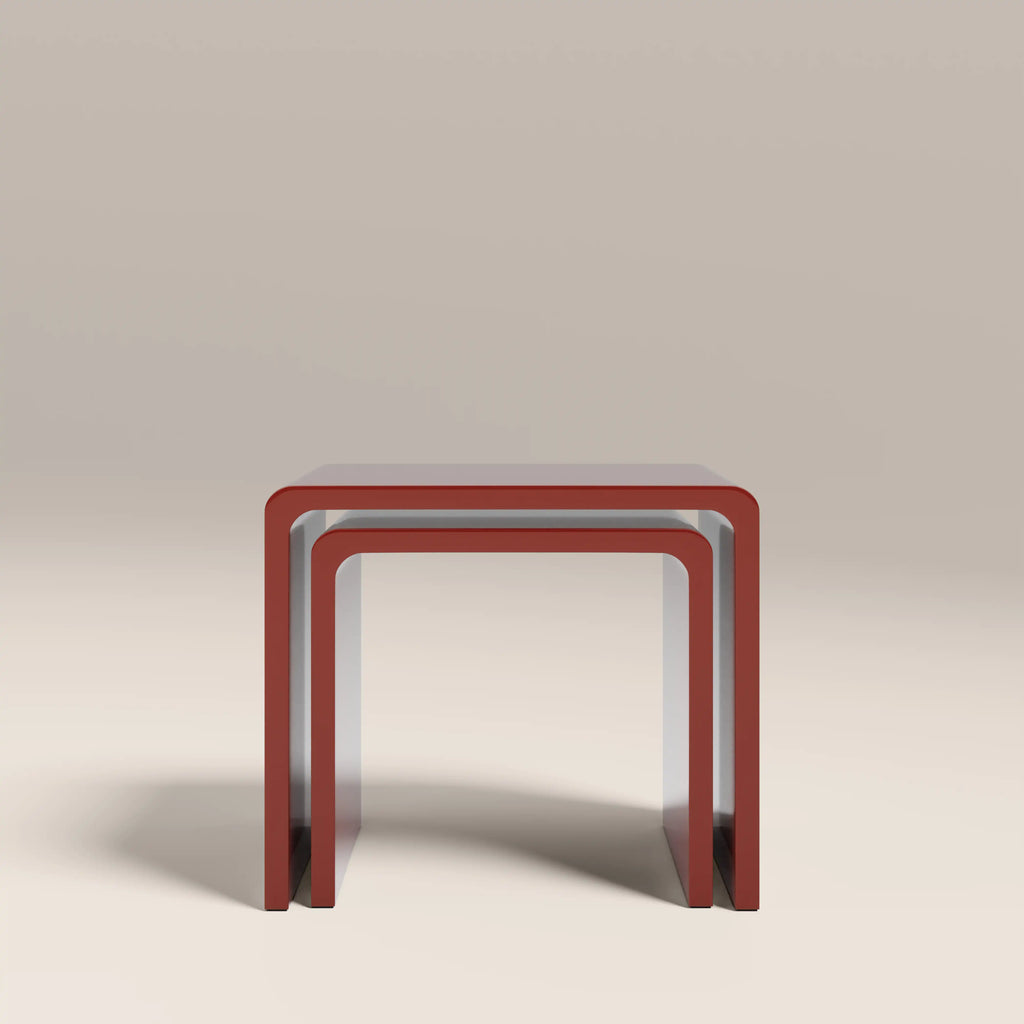 Barney Set of 2 Rectangle Nesting Side Tables | High Gloss Burgundy
