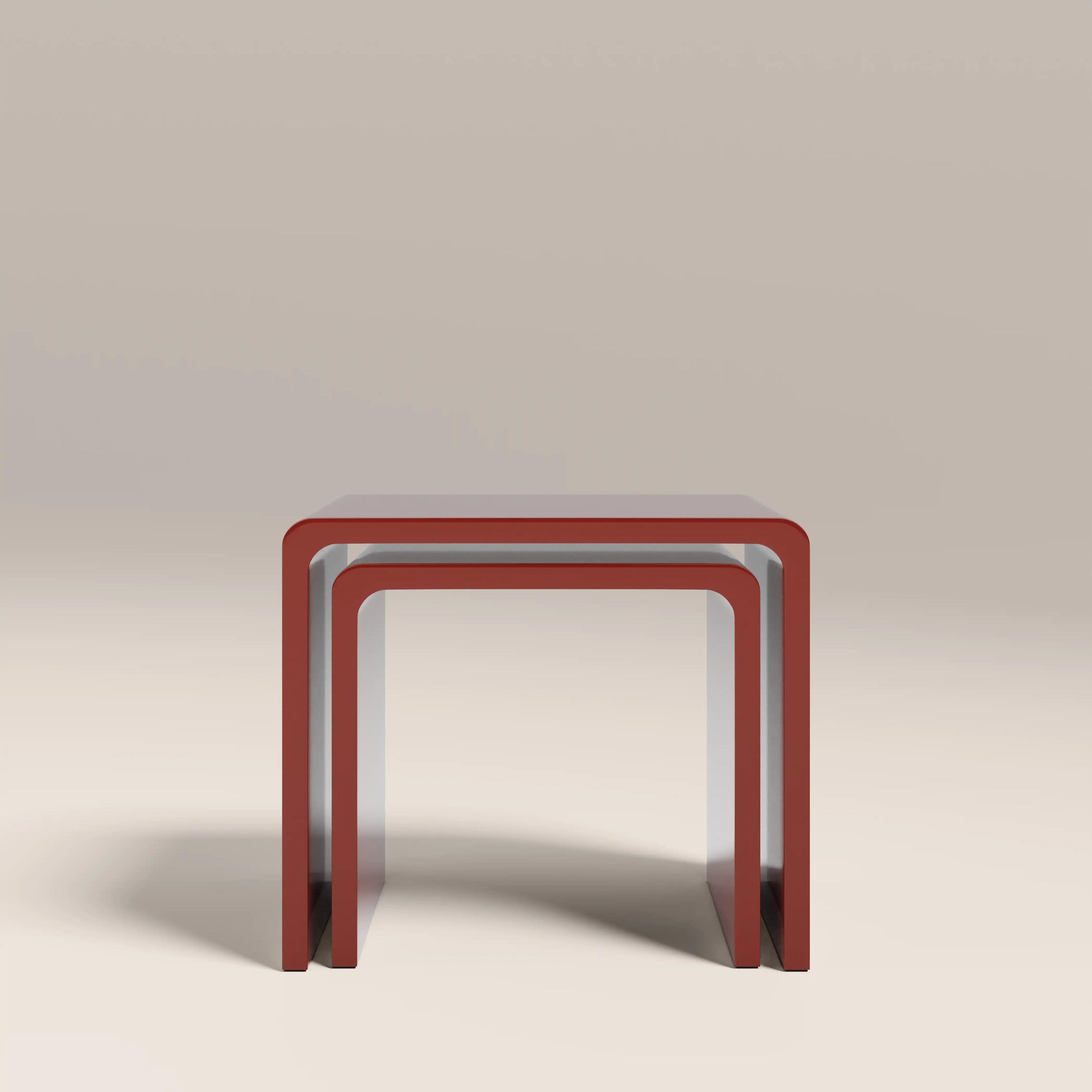 Barney Set of 2 Rectangle Nesting Side Tables | High Gloss Burgundy