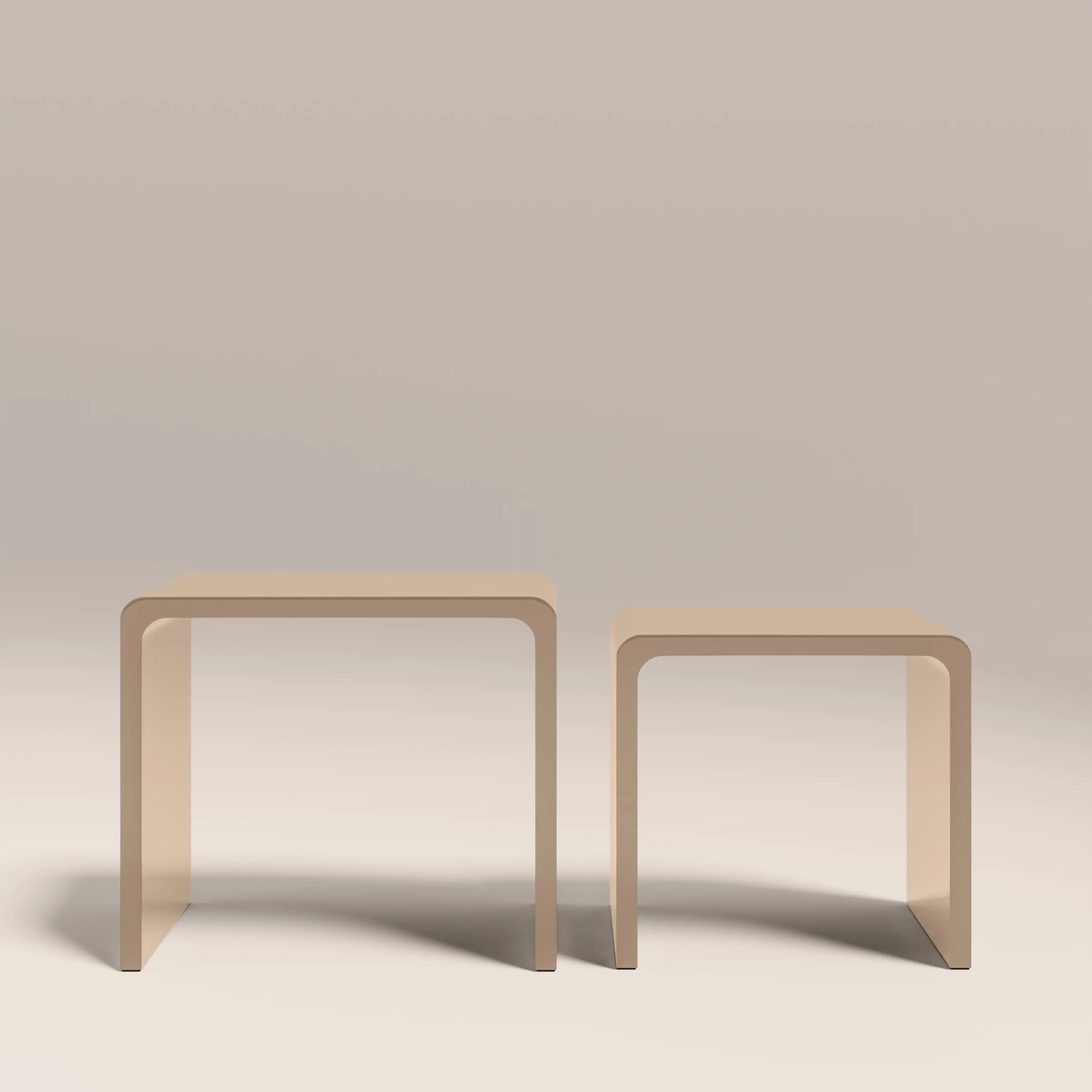 Barney Set of 2 Rectangle Nesting Side Tables | High Gloss Taupe