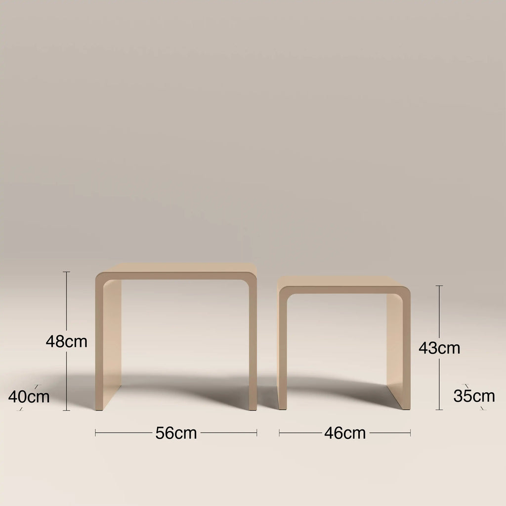Barney Set of 2 Rectangle Nesting Side Tables | High Gloss Taupe