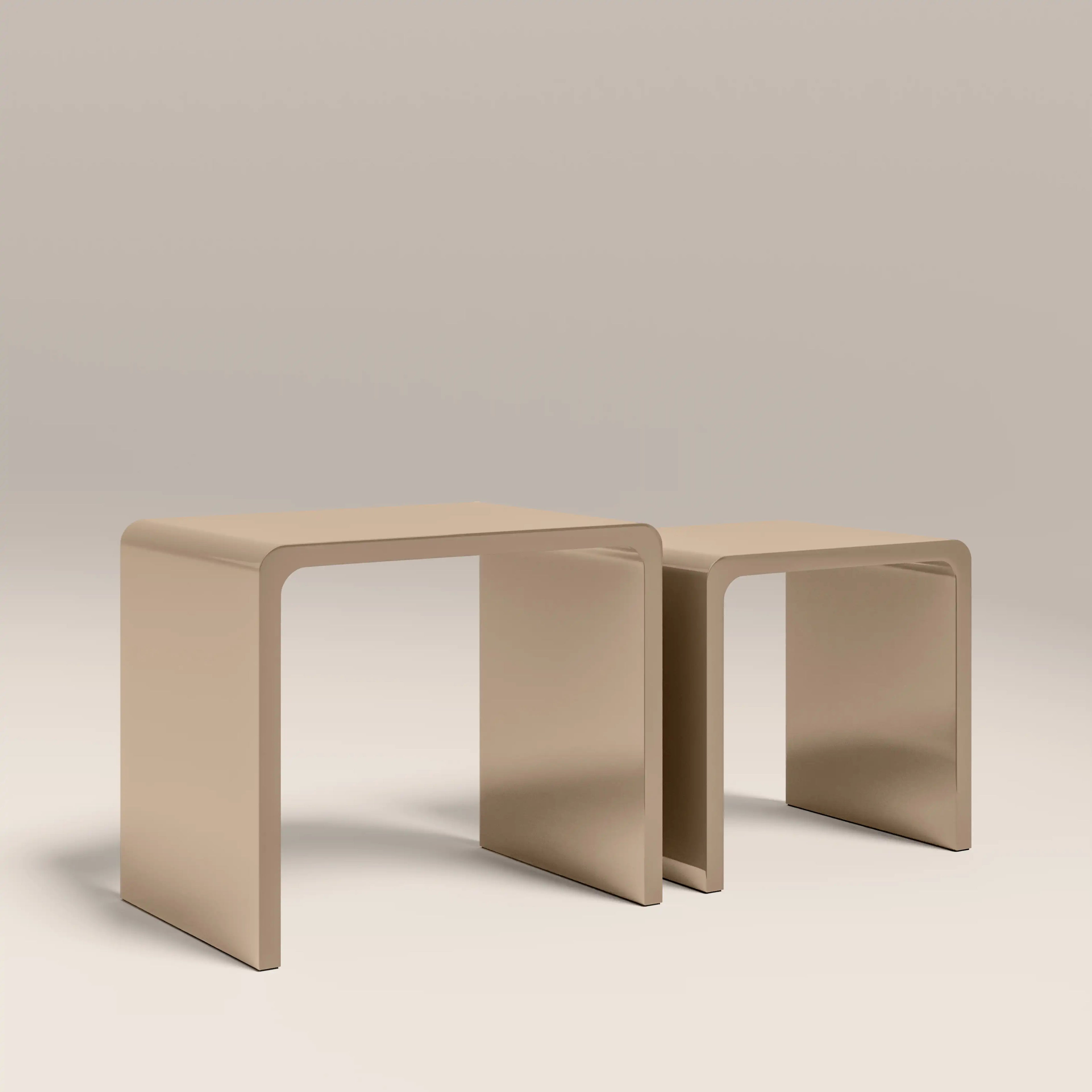 Barney Set of 2 Rectangle Nesting Side Tables | High Gloss Taupe