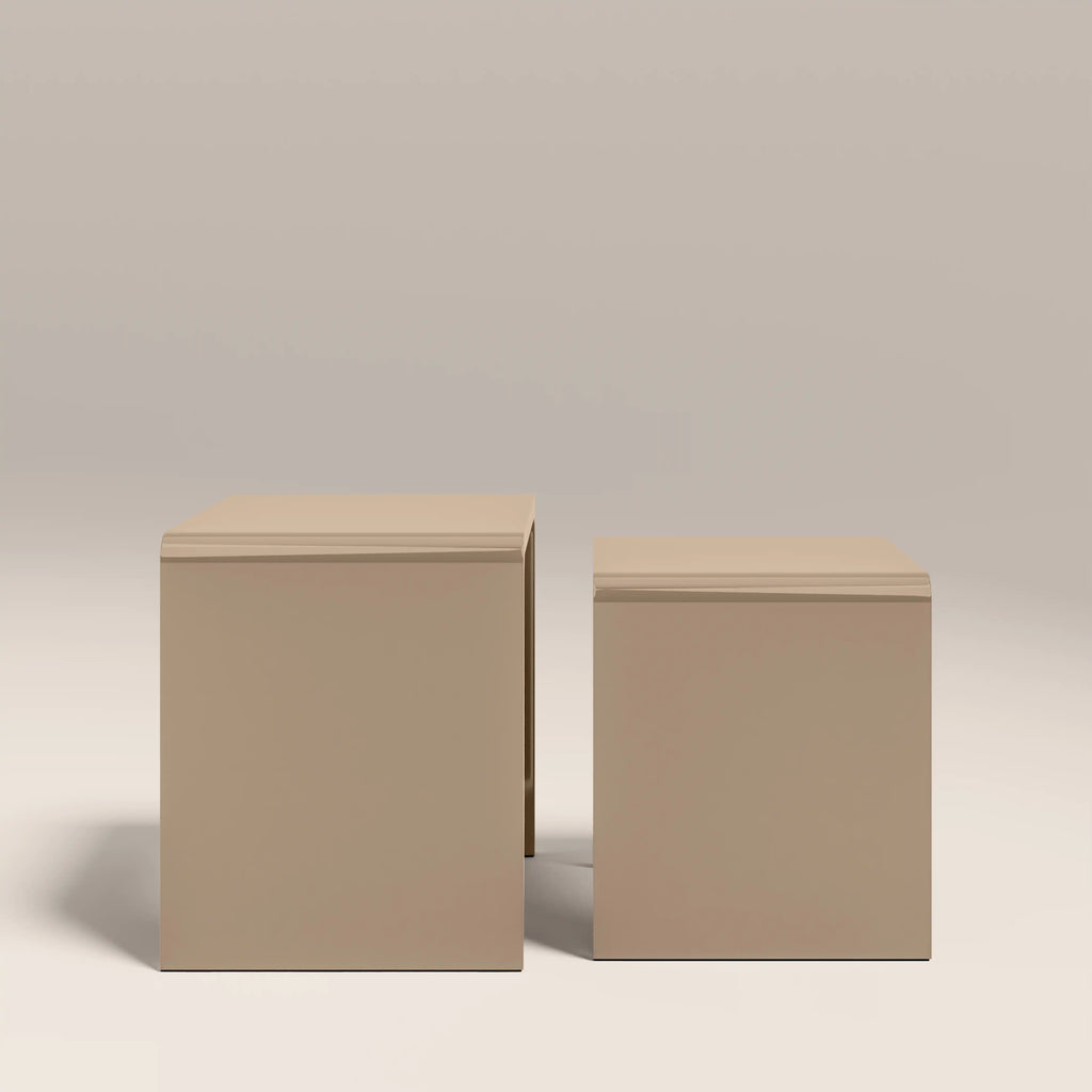 Barney Set of 2 Rectangle Nesting Side Tables | High Gloss Taupe