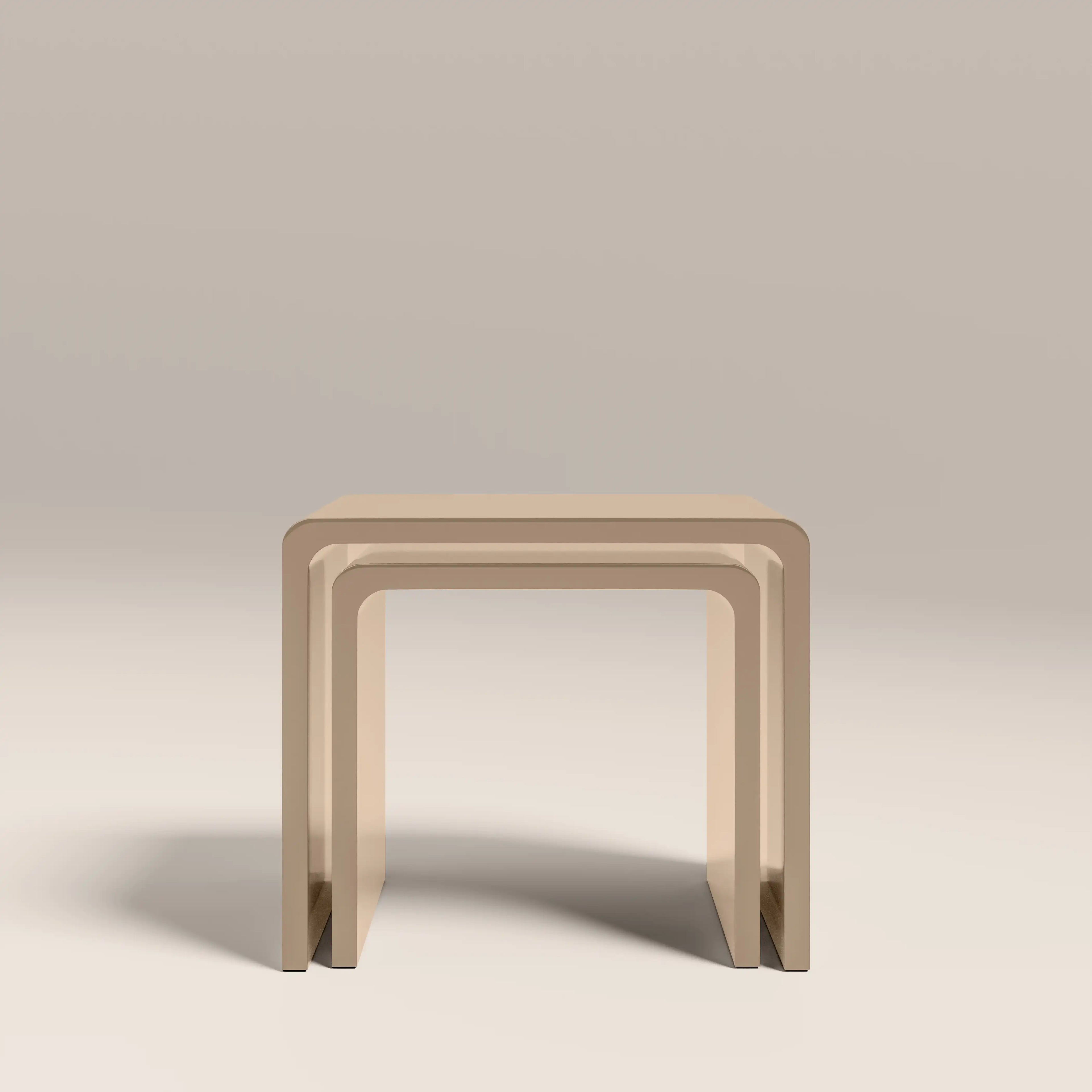 Barney Set of 2 Rectangle Nesting Side Tables | High Gloss Taupe